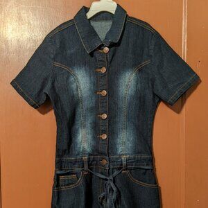 GIRLS SIZE 12 AMERICAN QUALITY DENIM SHORT SLEEVE BUTTON FRONT COLLARED DRESS